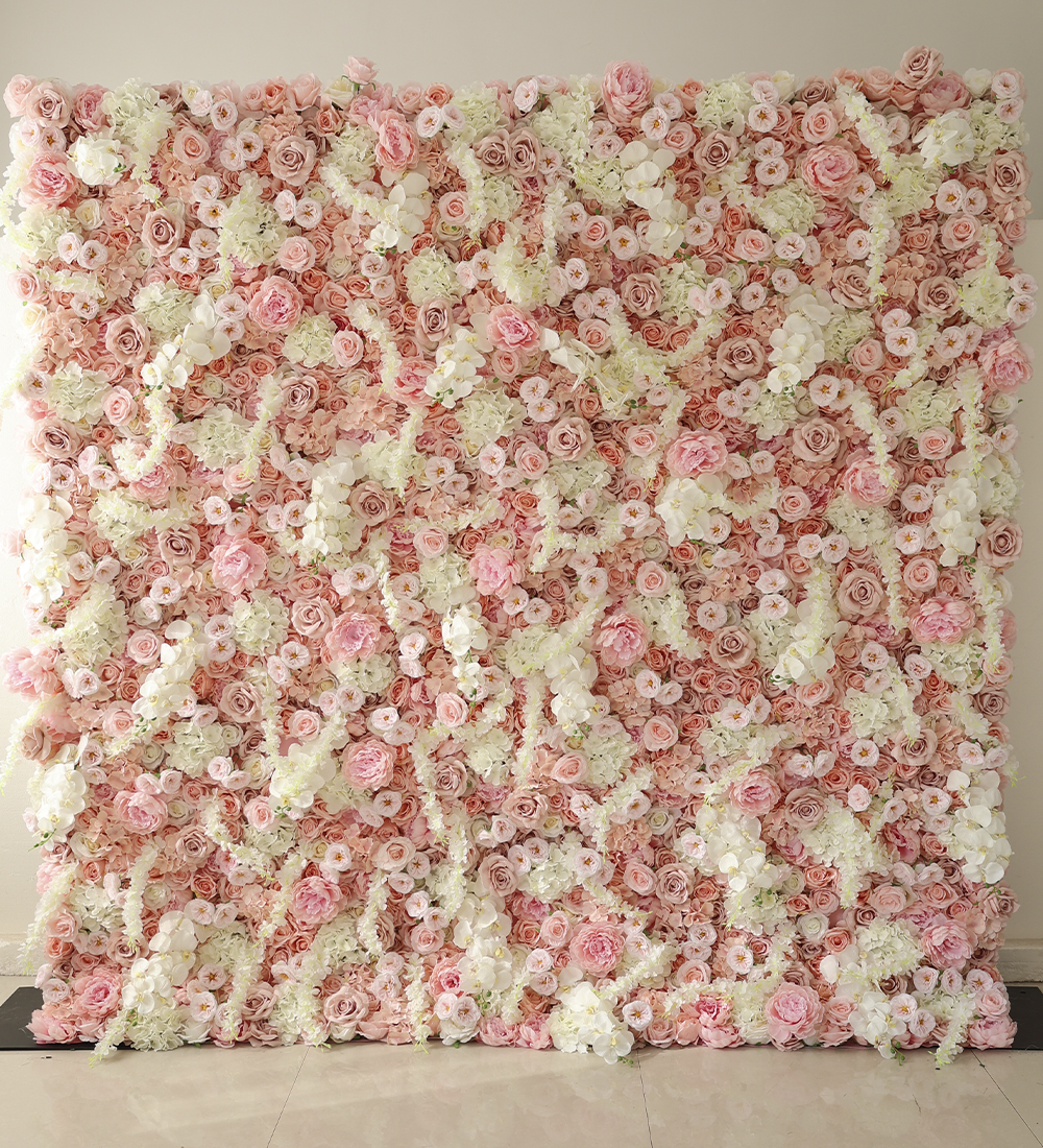 Pink and white flower wall rental