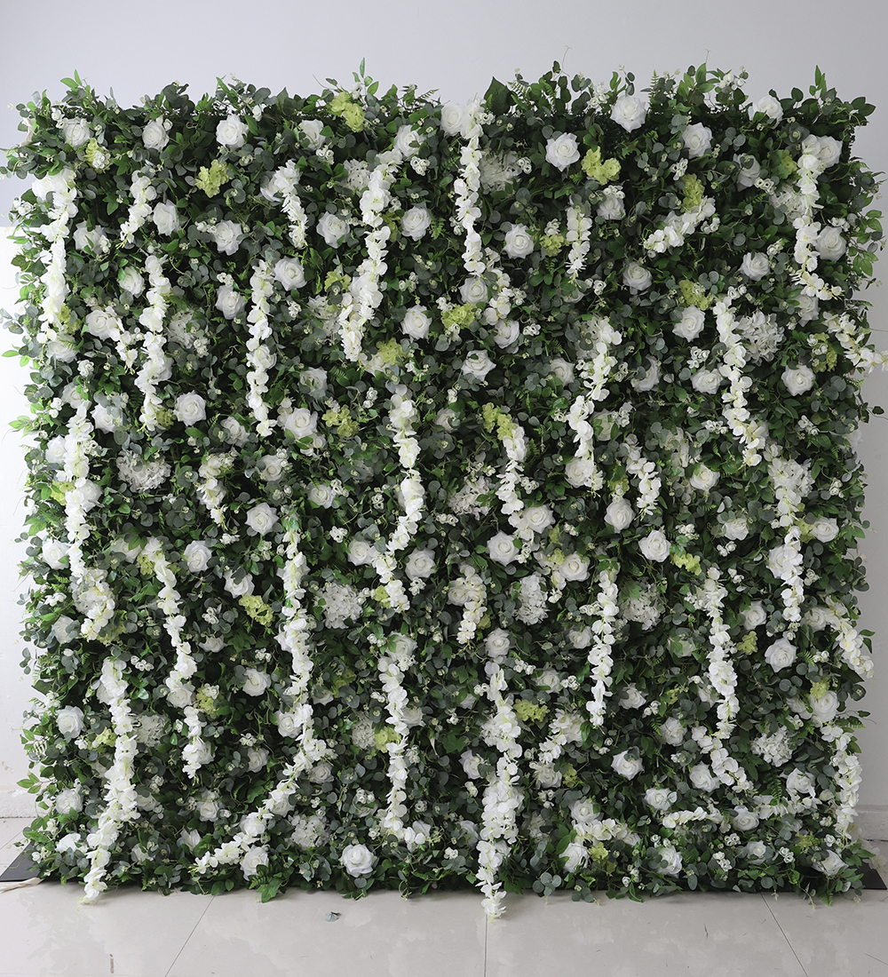 Green and white floral backdrop