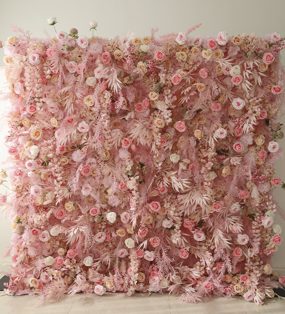 Pink and peach luxurious flower wall atlanta