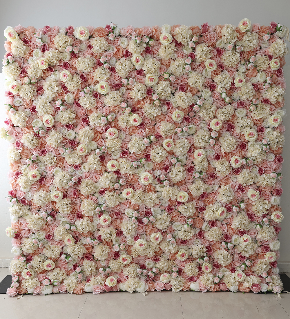 cream and peach flower wall for rent